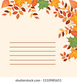 card with leafs autumn decoration