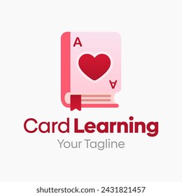 Card Learning Logo Vector Illustration. Template Design Idea Combining Card and Book Shape