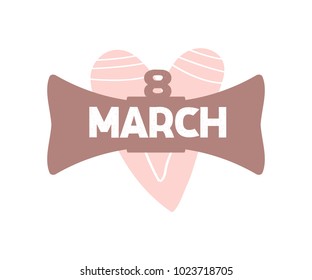 Card with lettering 8 March. Vector illustration . Spring holiday
