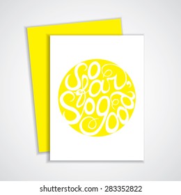 Card with lettering element in yellow color.  So far so good
