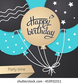 Card with lettering happy birthday. Illustration vector