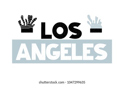 Card with lettering Los Angeles. Vector illustration in scandinavian style