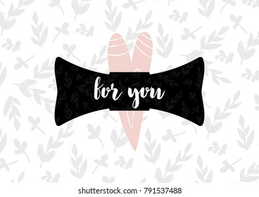 Card with lettering for you in scandinavian style. Vector illustration