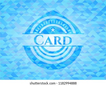 Card light blue emblem with mosaic background