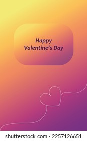 Valentine’s card with line heart on the gradient background 
