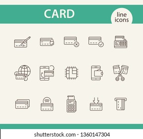Card line icon set. Banking and cash concept. Vector illustration can be used for topics like shopping, supermarkets, stores