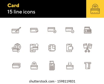 Card line icon set. Banking and cash concept. Vector illustration can be used for topics like shopping, supermarkets, stores