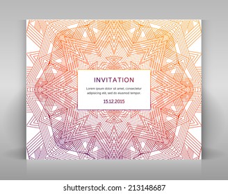 Card with linear decoration. For invitation, envelop or other.