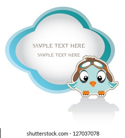 card with little bird and blue cloud