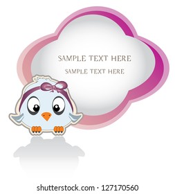 card with little bird and pink cloud