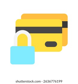 Card Lock flat color, mini illustration icon. use for modern concept, print, UI, UX kit, web and app development. Vector related to account management, ecommerce, banking and finance.