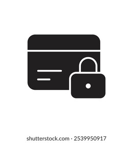 Icono de bloqueo de tarjeta con candado sobre tarjeta de crédito, que representa la función de bloqueo y desbloqueo de tarjeta, control de seguridad y protección de pago