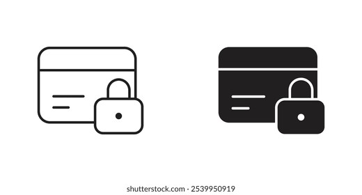 Card Lock Icon with Padlock Over Credit Card, Representing Card Lock-Unlock Feature, Security Control, and Payment Protection