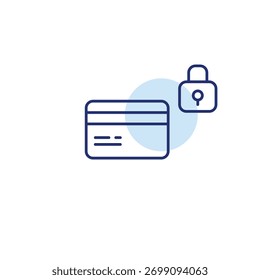 Card and lock. Secure and verified payments, anti-theft protection. Pixel perfect, editable stroke vector icon