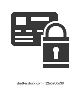 Card with lock vector, Online shopping solid design icon
