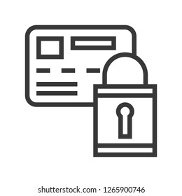 Card with lock vector, Online shopping line design icon editable outline