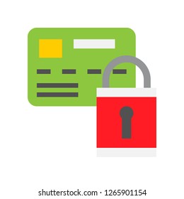 Card with lock vector, Online shopping flat design icon