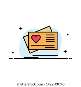 Card, Love, Heart, Wedding  Business Flat Line Filled Icon Vector Banner Template