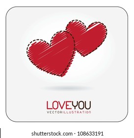card Love  with two hearts