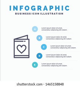 Card, Love, Wedding, Heart Line icon with 5 steps presentation infographics Background. Vector Icon Template background