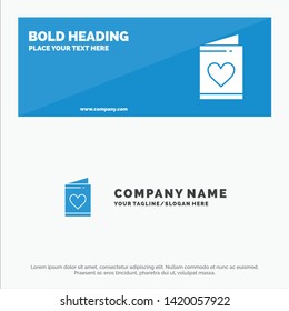 Card, Love, Wedding, Heart SOlid Icon Website Banner and Business Logo Template