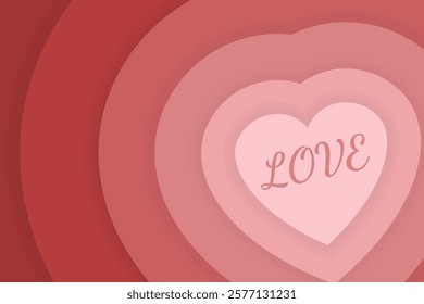 Card Love word in center of pink read hearts