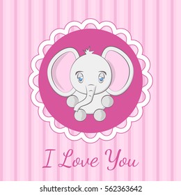 Card I love you with cute elephant
