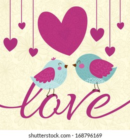 Card with lovely birds and hearts.