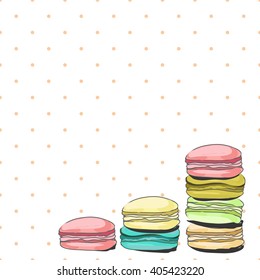 Card with macarons. Hand lettering "macaron Paris"