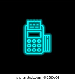 Card machine blue glowing neon ui ux icon. Glowing sign logo vector