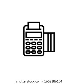 Card machine vector icon in linear, outline icon isolated on white background