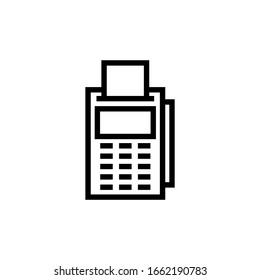 Card machine vector icon in linear, outline icon isolated on white background