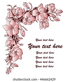 card with magnolia blossom; element for decoration 
