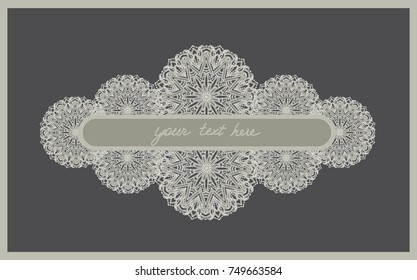 Card with mandala decorated frame for greeting and wedding invitation with place for your text
