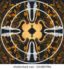 The card with a mandala. A graphic template for your design. Decorative accessory.
