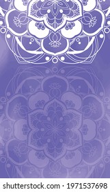 Card Of Mandala Symbol In Blue Water Color Background
