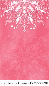 Card Of Mandala Symbol In Pink Water Color Background