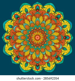 card with mandala. Vector background. Card or invitation. Vintage decorative elements. Hand drawn background. Islam, Arabic, Indian, Pakistan motifs.
