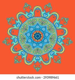Card with mandala. Vector background. Card or invitation. Vintage decorative elements. Hand drawn background. Islam, Arabic, Indian, Pakistan motifs.
