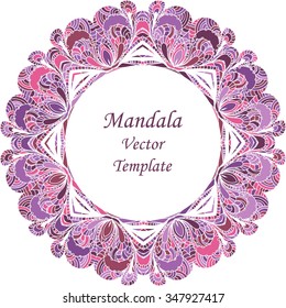 Card of mandala in vector, cards or for any other kind of design, birthday and other holiday.Bright illustration.Mandala element. Mandala template. Round frame. Mandala frame...
