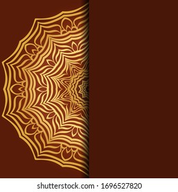 Tarjeta con mandala. Vector. Diseño oriental para la invitación a fiestas navideñas, fiestas de Ramadán, saludo de Año Nuevo, salón de belleza, boda