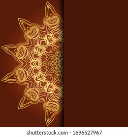 Tarjeta con mandala. Vector. Diseño oriental para la invitación a fiestas navideñas, fiestas de Ramadán, saludo de Año Nuevo, salón de belleza, boda