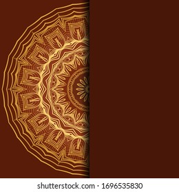 Tarjeta con mandala. Vector. Diseño oriental para la invitación a fiestas navideñas, fiestas de Ramadán, saludo de Año Nuevo, salón de belleza, boda