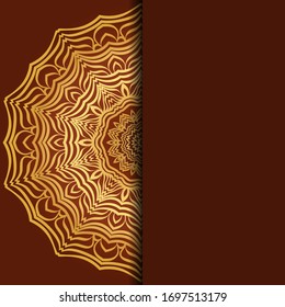 Tarjeta con mandala. Vector. Diseño oriental para la invitación a fiestas navideñas, fiestas de Ramadán, saludo de Año Nuevo, salón de belleza, boda
