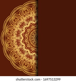 Tarjeta con mandala. Vector. Diseño oriental para la invitación a fiestas navideñas, fiestas de Ramadán, saludo de Año Nuevo, salón de belleza, boda