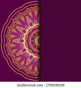Karte mit Mandala. Vektorillustration. Orientalisches Design für Weihnachtsfeier, Ramadan-Urlaub, Neujahr-Gruß, Schönheitssalon, Hochzeit