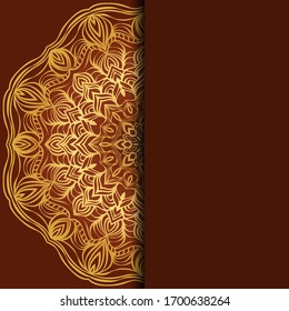 Card with mandala. Vector. Oriental design for Christmas party invitation, Ramadan holiday, New year greeting, beauty spa salon, wedding