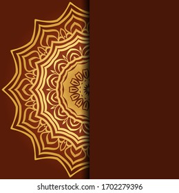 Tarjeta con mandala. Vector. Diseño oriental para la invitación a fiestas navideñas, fiestas de Ramadán, saludo de Año Nuevo, salón de belleza, boda