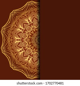 Tarjeta con mandala. Vector. Diseño oriental para la invitación a fiestas navideñas, fiestas de Ramadán, saludo de Año Nuevo, salón de belleza, boda
