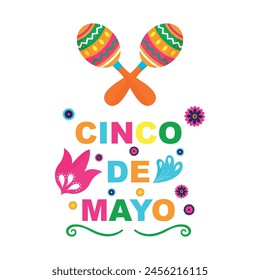 Card Maracas collection. Colorful illustrations of traditional Mexican musical instruments for Cinco de Mayo. Vector graphics